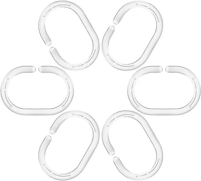 Alt view image 4 of 5 - Plastic Shower Curtain Rings Hooks for Bathroom Shower Window Rod (Clear 24 Pack)