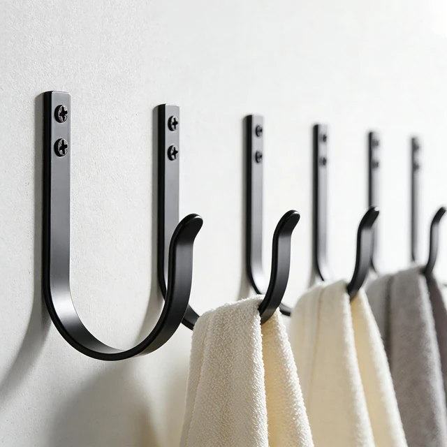 Main image of 5 Pack Heavy Duty Wall Hooks, 22 LB Load Bearing Stainless Steel Single Prong Coat Hooks Wall Mounted for Bathroom Towel, Coat, Backpack, Entryway, Black