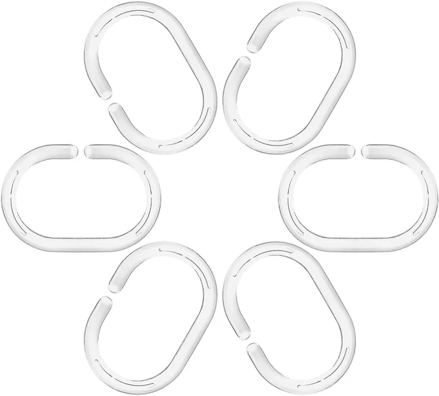Alt view image 4 of 5 - Plastic Shower Curtain Rings Hooks for Bathroom Shower Window Rod (Clear 12 Pack)