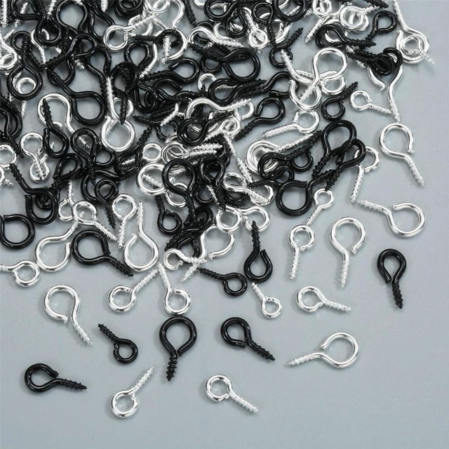 Alt view image 5 of 7 - 300pcs Small Screw Pins Eye Pins Pendants for Jewelry Making & DIY Crafts, Mini Eye Screws for Art Projects & Bead Charms, Tiny Eye Hooks for Crafts (Silver &Black, 3 Sizes)