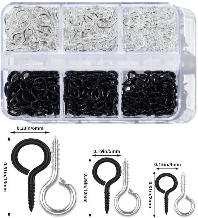 Alt view image 4 of 7 - 300pcs Small Screw Pins Eye Pins Pendants for Jewelry Making & DIY Crafts, Mini Eye Screws for Art Projects & Bead Charms, Tiny Eye Hooks for Crafts (Silver &Black, 3 Sizes)