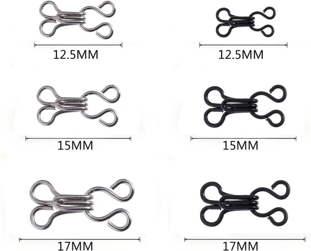 Alt view image 2 of 5 - 60 Set Sewing Hooks and Eyes Closure for Bra Clothing Trousers Skirt DIY Craft, Trousers Skirt Sewing DIY Craft, 3 Sizes, Black and Silver