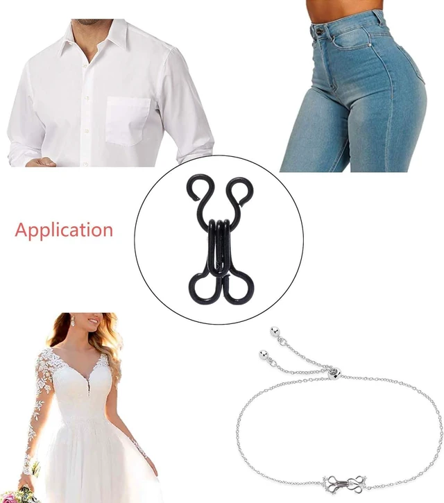 Alt view image 4 of 5 - 60 Set Sewing Hooks and Eyes Closure for Bra Clothing Trousers Skirt DIY Craft, Trousers Skirt Sewing DIY Craft, 3 Sizes, Black and Silver