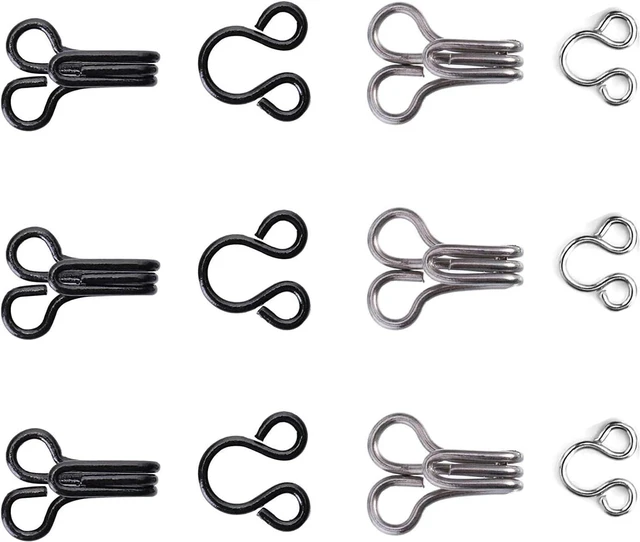 Alt view image 5 of 5 - 60 Set Sewing Hooks and Eyes Closure for Bra Clothing Trousers Skirt DIY Craft, Trousers Skirt Sewing DIY Craft, 3 Sizes, Black and Silver