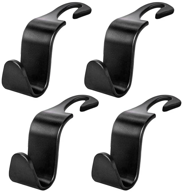 Main image of 4 PCS Car Seat Headrest Hooks, Auto Backseat Organizer Hanger Holder, Vehicle Seat Back Storage Hooks for Purse Coat Umbrella Grocery Bag Handbag, Interior Car Accessories (Black)