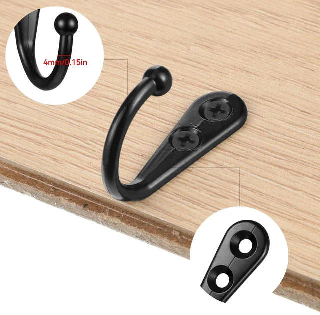 Alt view image 7 of 7 - 10 Pack Small Wall Hooks for Hanging, Metal Coat Hooks for Organizer | Black Metal Coat Hooks with Screws, Rustproof Heavy Duty Utility Hooks for Kitchen Keys Cups Entryway Bathroom Organizer Hook