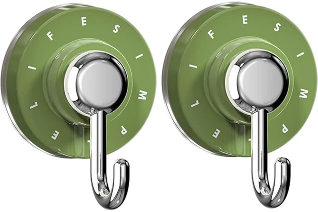 Main image of 2PCS Suction Cup Hooks Heavy Duty Removable and Reusable, No Drills No Residue for Bathroom, Kitchen, Shower, Glass & Tile Multi-Color