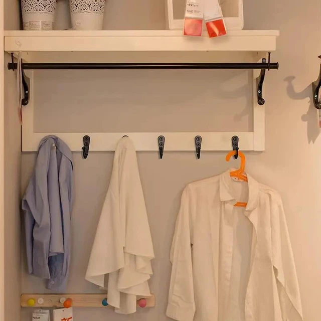 Alt view image 4 of 7 - 6 Pcs Wall Mounted Clothes Hook with 12 Screws,Suitable for Keys,Bathrobes,Scarves,Bags,Hats,Coffee Cups,Etc-Silver