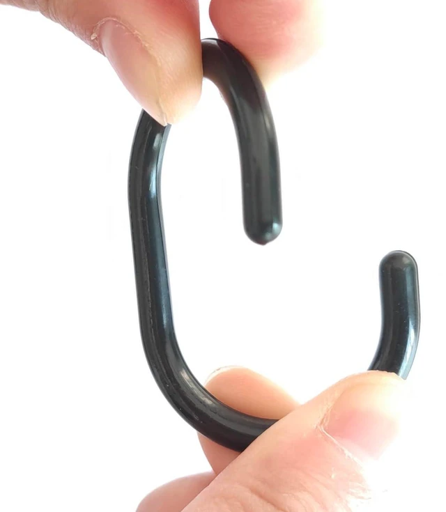 Alt view image 3 of 6 - Shower Curtain Rings Plastic Shower Curtain Hooks C-Shaped Rings Hook Hanger Bath Drape Loop Clip Glide for Bathroom Shower Window Rod (Black, 12)