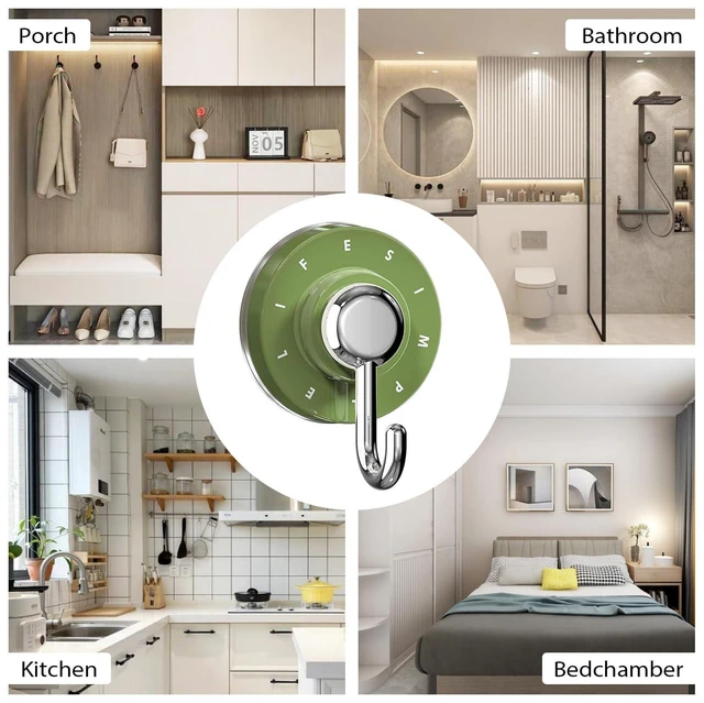 Alt view image 7 of 7 - 2PCS Suction Cup Hooks Heavy Duty Removable and Reusable, No Drills No Residue for Bathroom, Kitchen, Shower, Glass & Tile Multi-Color