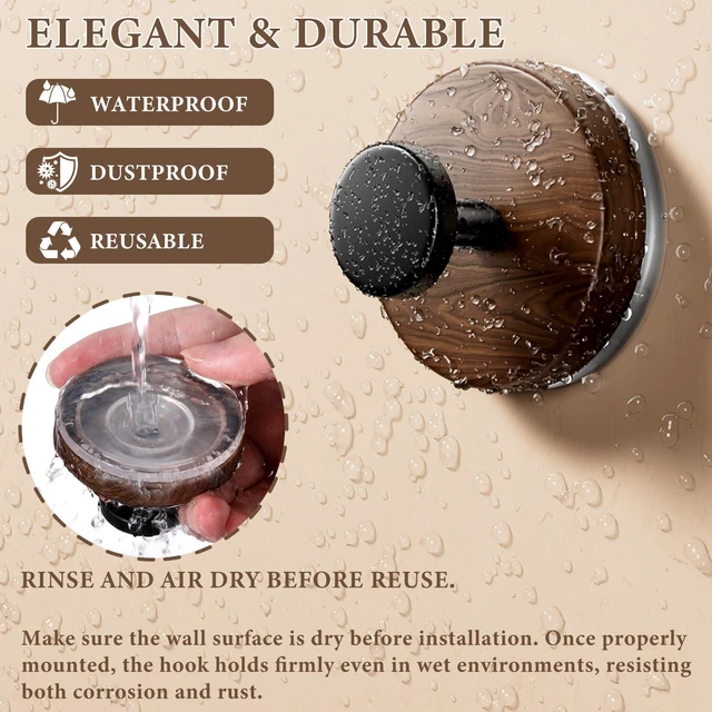 Alt view image 2 of 7 - Suction Cup and Adhesive Tape Double Locking Hook,Wall Hook,Towel Hook, Shower Hook,for Bathroom,Kitchen,Loofah, Towel,Coat,Heavy Duty,Waterproof & Rustproof,Reusable(Dot Shape, 2 Counts)