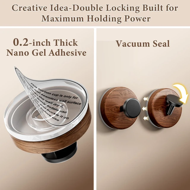 Alt view image 3 of 7 - Suction Cup and Adhesive Tape Double Locking Hook,Wall Hook,Towel Hook, Shower Hook,for Bathroom,Kitchen,Loofah, Towel,Coat,Heavy Duty,Waterproof & Rustproof,Reusable(Dot Shape, 2 Counts)