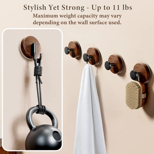 Alt view image 4 of 7 - Suction Cup and Adhesive Tape Double Locking Hook,Wall Hook,Towel Hook, Shower Hook,for Bathroom,Kitchen,Loofah, Towel,Coat,Heavy Duty,Waterproof & Rustproof,Reusable(Dot Shape, 2 Counts)