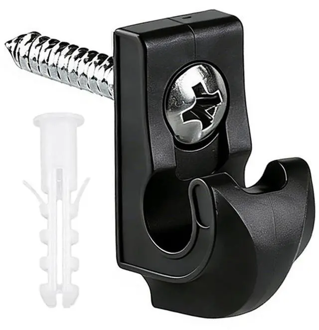 Main image of 10 Sets String Light Hooks Outdoor Screw Hanger Black | Plastic mounts with stainless steel fasteners, wall anchors for holiday decor, plants, patio wire hanging