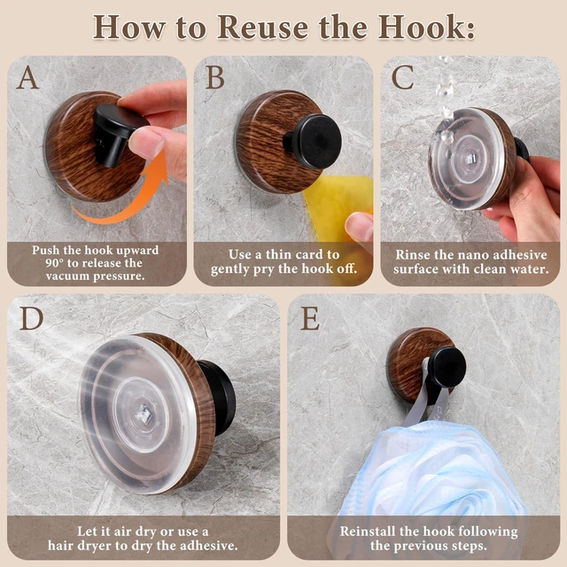 Alt view image 7 of 7 - Suction Cup and Adhesive Tape Double Locking Hook,Wall Hook,Towel Hook, Shower Hook,for Bathroom,Kitchen,Loofah, Towel,Coat,Heavy Duty,Waterproof & Rustproof,Reusable(Dot Shape, 2 Counts)