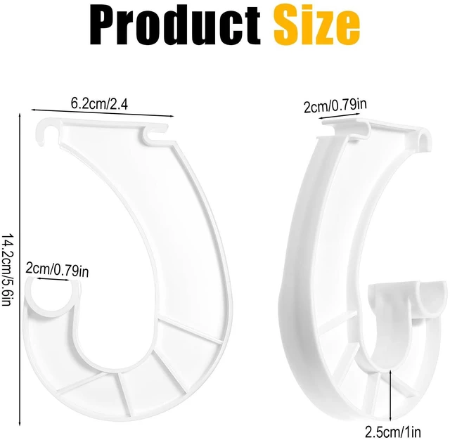 Alt view image 2 of 7 - 2Pcs Hanging Closet Rod Support, 3/4 White Rod Holders Sturdy J-Shaped Closet Support Wardrobe Clothes Shelf Rods Bracket for Hanging Clothes Cabinets Storage Curtain