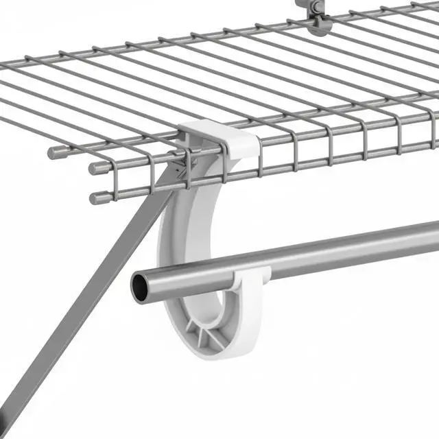 Alt view image 3 of 7 - 2Pcs Hanging Closet Rod Support, 3/4 White Rod Holders Sturdy J-Shaped Closet Support Wardrobe Clothes Shelf Rods Bracket for Hanging Clothes Cabinets Storage Curtain