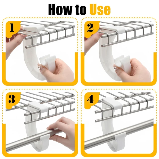 Alt view image 4 of 7 - 2Pcs Hanging Closet Rod Support, 3/4 White Rod Holders Sturdy J-Shaped Closet Support Wardrobe Clothes Shelf Rods Bracket for Hanging Clothes Cabinets Storage Curtain