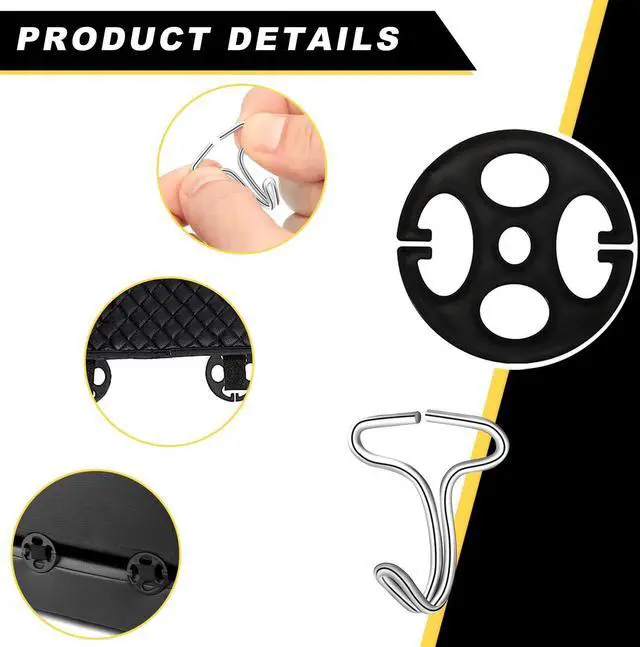 Alt view image 3 of 6 - 24PCS Car Seat Cover Plum Plate Metal Hooks, Vehicle Card Fixed Fastener Includes 12 Plastic Car Seat Cover Chucks & 12 Metal Hooks, Auto Seat Covers Locking Clip Replacement (Black)