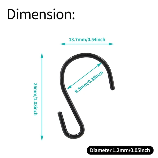 Alt view image 2 of 7 - 40Pcs 1 Inch S Hooks Small S Shaped Hooks, Black | Mini Hook Connectors, Christmas Decoration Ornament Hook for Hanging Jewelry, DIY, Crafts, Key