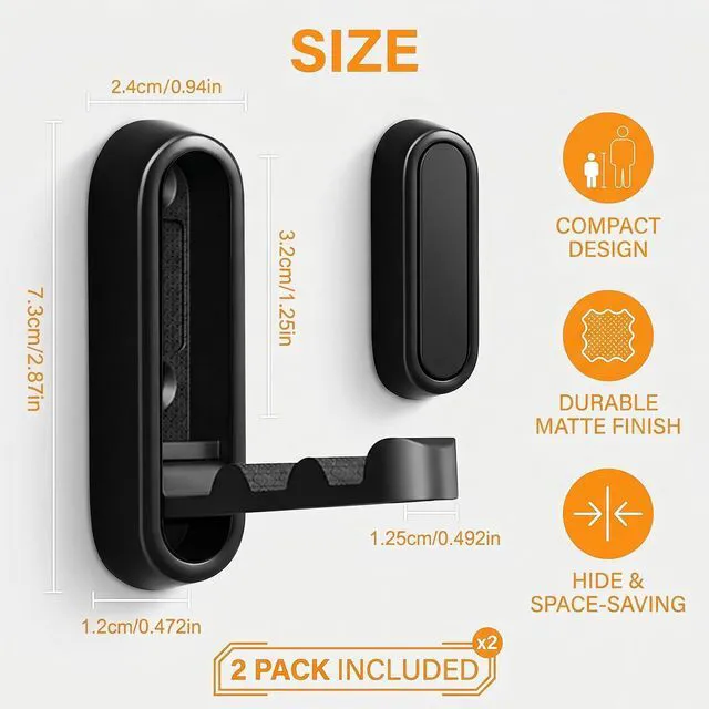 Alt view image 2 of 6 - 2 Pcs Folding Wall Hooks,40 Lbs Heavy Duty Foldable Wall Hooks,Folding Coat Hooks,Folding Hooks,Space Saving Folding Wall Hanger for Bathroom Bedroom Entryway Closet,Includes Screws(Black)