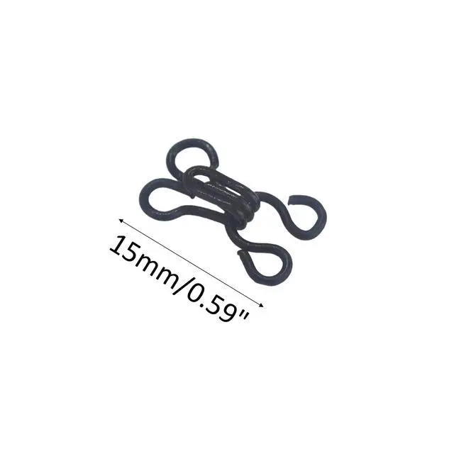 Alt view image 2 of 6 - 100PCS 15mm Hook and Eye Closures for Sewing, Sewing Notions for Clothing, Bra & DIY Craft Projects (Black)