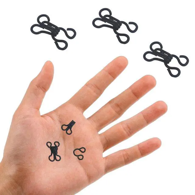 Alt view image 3 of 6 - 100PCS 15mm Hook and Eye Closures for Sewing, Sewing Notions for Clothing, Bra & DIY Craft Projects (Black)