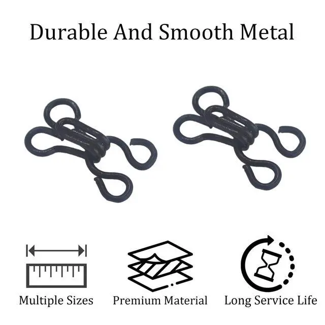 Alt view image 5 of 6 - 100PCS 15mm Hook and Eye Closures for Sewing, Sewing Notions for Clothing, Bra & DIY Craft Projects (Black)