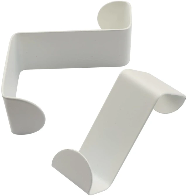 Main image of 2 Pack Over The Hooks, White | Heavy Duty Stainless Steel, S-Shaped Hangers, No Drill Space Saving, For Bathroom, Closet, For Towels, Robes, Hats, Bags