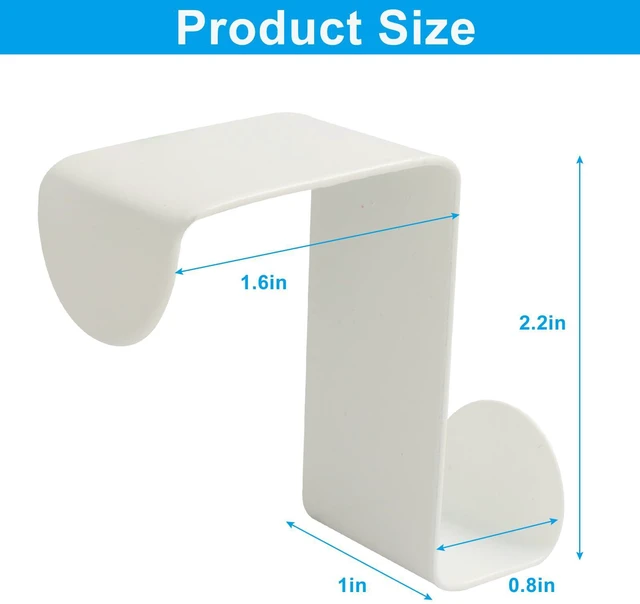 Alt view image 2 of 4 - 2 Pack Over The Hooks, White | Heavy Duty Stainless Steel, S-Shaped Hangers, No Drill Space Saving, For Bathroom, Closet, For Towels, Robes, Hats, Bags