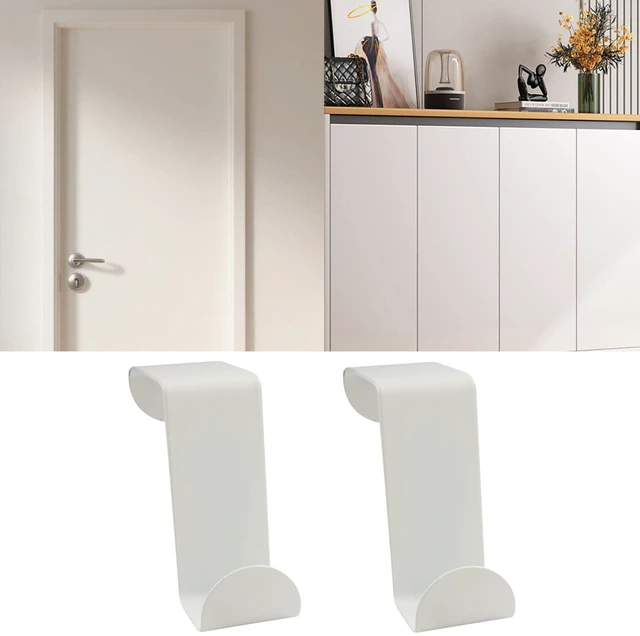 Alt view image 4 of 4 - 2 Pack Over The Hooks, White | Heavy Duty Stainless Steel, S-Shaped Hangers, No Drill Space Saving, For Bathroom, Closet, For Towels, Robes, Hats, Bags