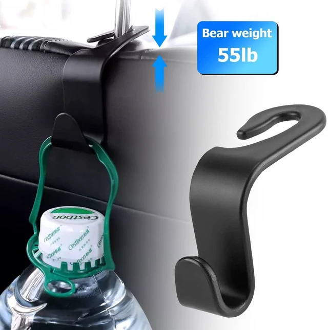 Alt view image 3 of 7 - 4PCS Car Back Seat Headrest Hooks, Storage Hanger, Black | 4.1x1.2 Inch, Universal fit, most cars/SUVs/trucks, plastic body, open clip, hidden mount, interior accessories