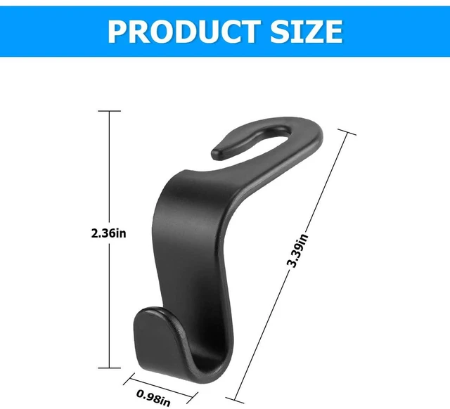 Alt view image 2 of 7 - 4PCS Car Back Seat Headrest Hooks, Storage Hanger, Black | 4.1x1.2 Inch, Universal fit, most cars/SUVs/trucks, plastic body, open clip, hidden mount, interior accessories