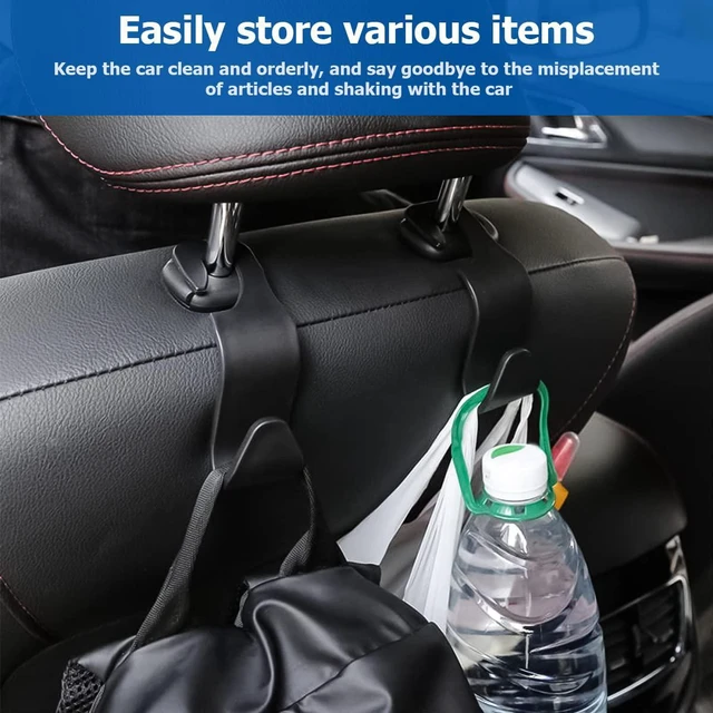 Alt view image 5 of 7 - 4PCS Car Back Seat Headrest Hooks, Storage Hanger, Black | 4.1x1.2 Inch, Universal fit, most cars/SUVs/trucks, plastic body, open clip, hidden mount, interior accessories