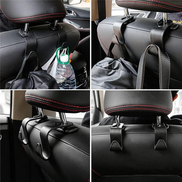 Alt view image 7 of 7 - 4PCS Car Back Seat Headrest Hooks, Storage Hanger, Black | 4.1x1.2 Inch, Universal fit, most cars/SUVs/trucks, plastic body, open clip, hidden mount, interior accessories