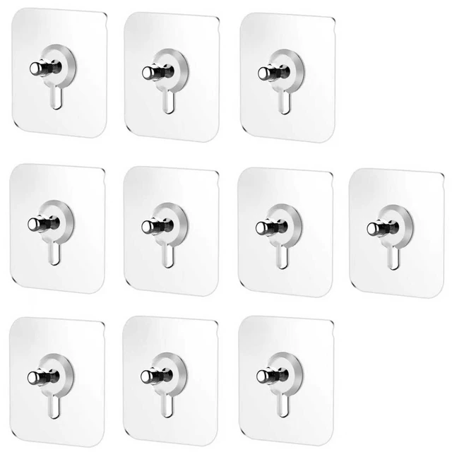 Main image of 10 Pcs No Drill Wall Hooks | Heavy Duty Adhesive Hangers for Kitchen, Bathroom and Home | Damage-Free Picture Hanging Hardware with Removable Non-Marking Tape