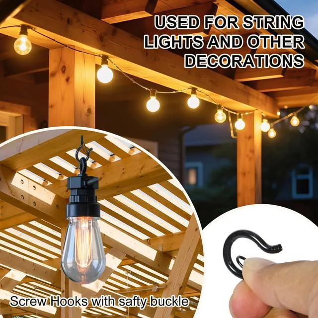 Alt view image 5 of 7 - 5-Pack Heavy Duty 2.08-Inch SilverScrew Hooks - Rustproof Metal with Safety Lock, 30LB CapacityIncludes Storage Case & Plastic Caps (5, Silver)