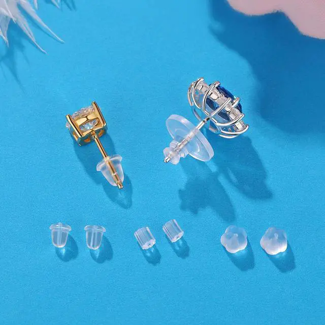 Alt view image 2 of 7 - 6 Styles Silicone Earring Backs, 600 Clear Soft Hypoallergenic Plastic Rubber Earring Backs Clutch Stoppers Kits for Fish Hook Hoops