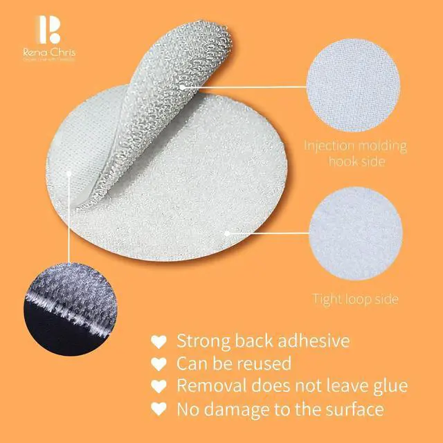 Alt view image 3 of 7 - Self Adhesive Dots, Strong Adhesive 1000Pcs (500Pairs) 0.59" Diameter Back Nylon, Hook & Loop Dots with Waterproof Glue Tapes, Very Suitable for Classroom, Office, Home (White)