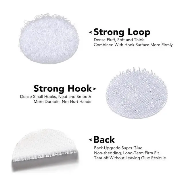 Alt view image 2 of 7 - Self Adhesive Dots,600pcs(300 Pairs) 0.59" Diameter Strong Sticky Round Nylon Dots, Hook and Loop Dots with Adhesive,for Classroom, Office, Home