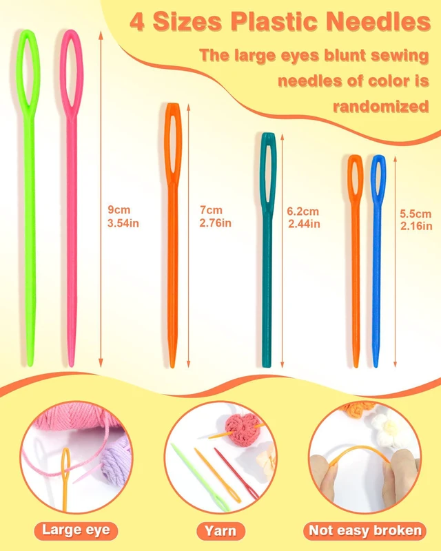 Alt view image 3 of 6 - 300pcs Stitch Markers for Crocheting & 6pcs Blunt Sewing Needles | Mix Random Color Knitting Markers;Reusable Bulk Plastic Crochet Hook Clip for Knitting,Weaving,Crocheting,Art,Craft Projects