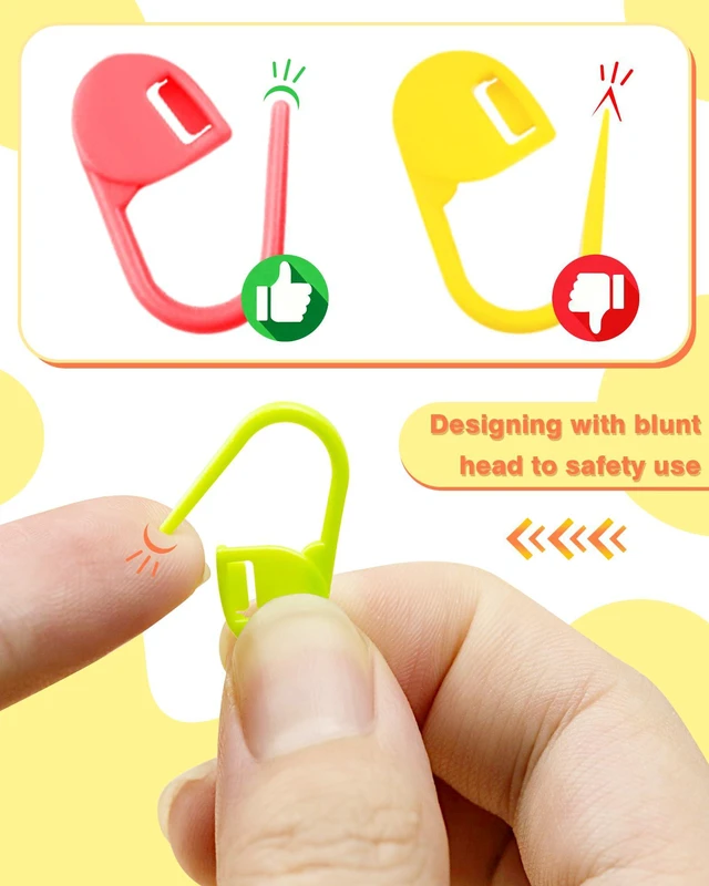 Alt view image 4 of 6 - 300pcs Stitch Markers for Crocheting & 6pcs Blunt Sewing Needles | Mix Random Color Knitting Markers;Reusable Bulk Plastic Crochet Hook Clip for Knitting,Weaving,Crocheting,Art,Craft Projects