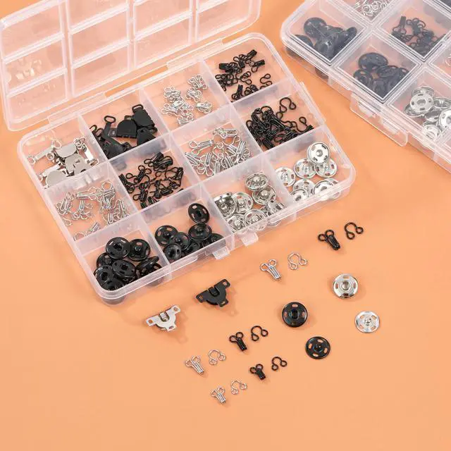 Alt view image 3 of 7 - 180PCS Hook and Eye Sewing Kit with Garment Buttons, Hook and Eye Closures, Fabric Snap Buttons, Garment Snap Buttons for Skirts Pants Dresses, Clothing and DIY Crafts