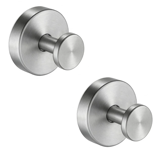 Main image of Suction Cup Towel Hooks for Bathroom Glass Mirror, Brushed Nickel | Premium Stainless Steel | Damage-Free Twist Lock Adhesion | Rustproof Wall Hangers for Mirrors, Tiles & Windows