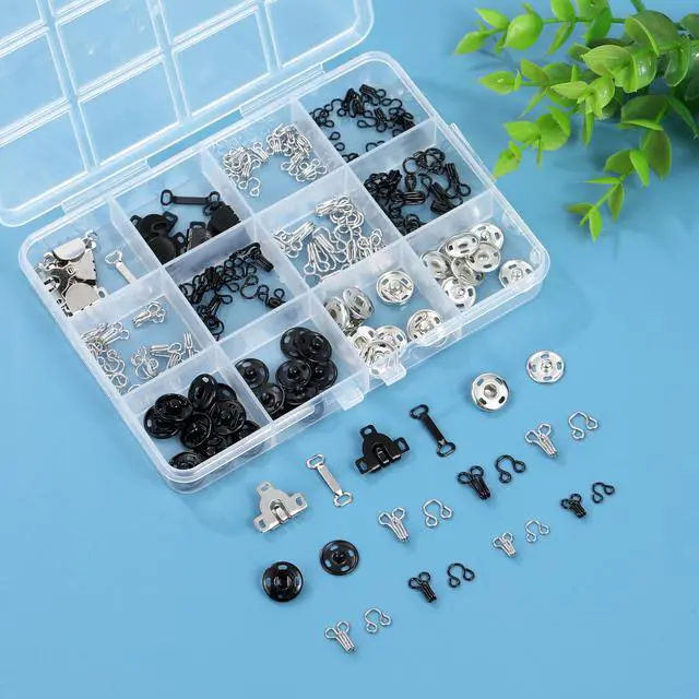 Alt view image 4 of 7 - 180PCS Hook and Eye Sewing Kit with Garment Buttons, Hook and Eye Closures, Fabric Snap Buttons, Garment Snap Buttons for Skirts Pants Dresses, Clothing and DIY Crafts