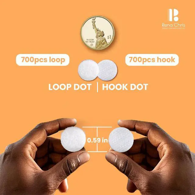 Alt view image 2 of 7 - Self Adhesive Dots, 0.59" Hook and Loop Circles, 1000 Pcs Round Fasteners with Strong Adhesive Backing, Waterproof Nylon for Classroom, Office & Home (White)