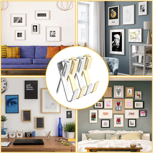 Alt view image 6 of 7 - 130 Pcs 30lb Picture Hangers Multipurpose Picture Hanging Hooks Kit Drywall Wooden Wall Picture Hanging Nails