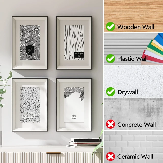 Alt view image 7 of 7 - 130 Pcs 30lb Picture Hangers Multipurpose Picture Hanging Hooks Kit Drywall Wooden Wall Picture Hanging Nails