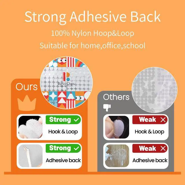 Alt view image 4 of 7 - Self Adhesive Dots, 0.59" Hook and Loop Circles, 1000 Pcs Round Fasteners with Strong Adhesive Backing, Waterproof Nylon for Classroom, Office & Home (White)
