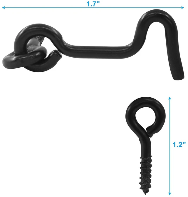 Alt view image 2 of 5 - 5 Pack Cabin Gate Hook and Eye Latch 1.7 in Swivel Window Door Hook | Gate Door Swivel Window Door Hook with Mounting Screws